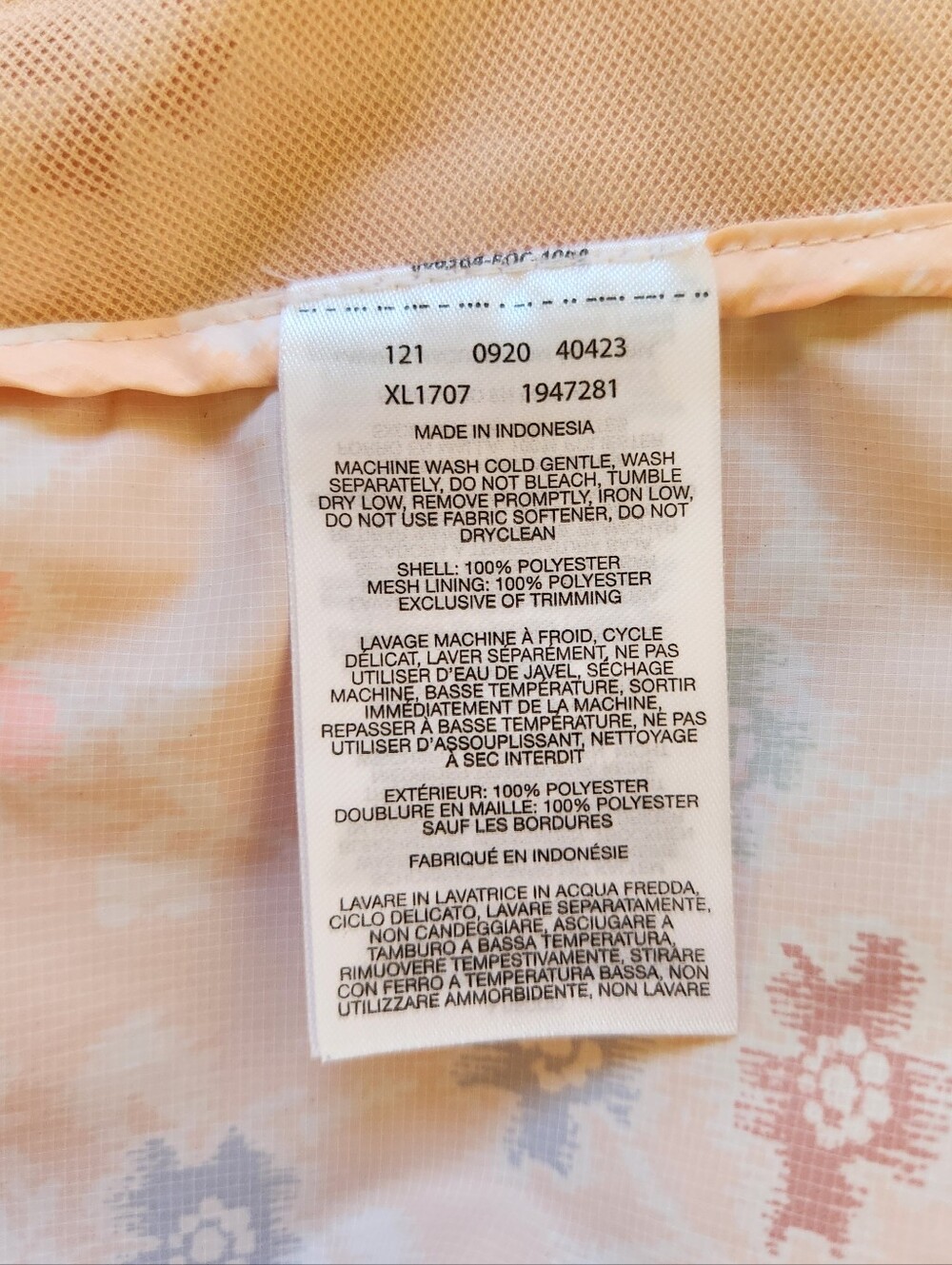 Columbia Women's Hooded Windbreaker Rain Jacket Peach Multicolored Sz Large - Picture 11 of 12